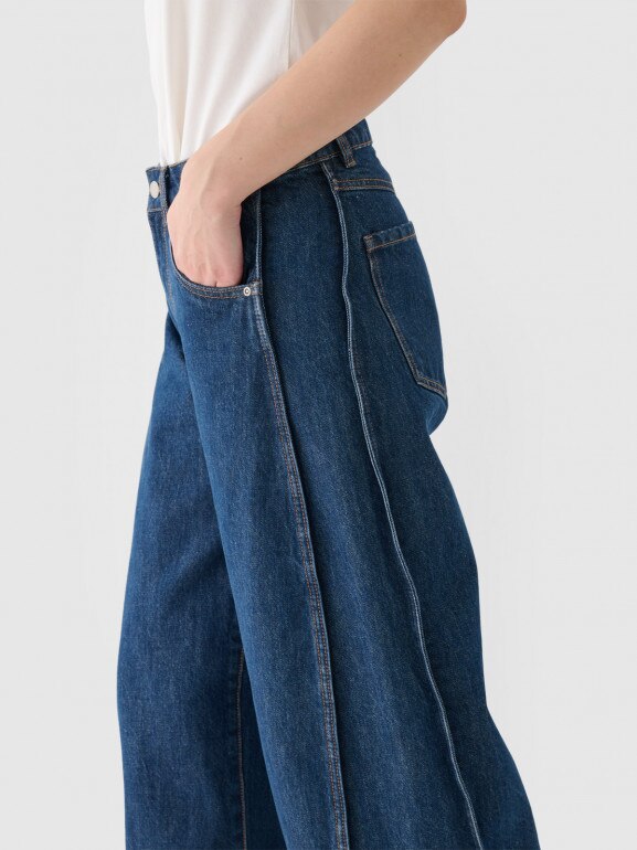 Damskie jeansy barrell  Outhorn OTHWAW24TJNSF013 - granatowe