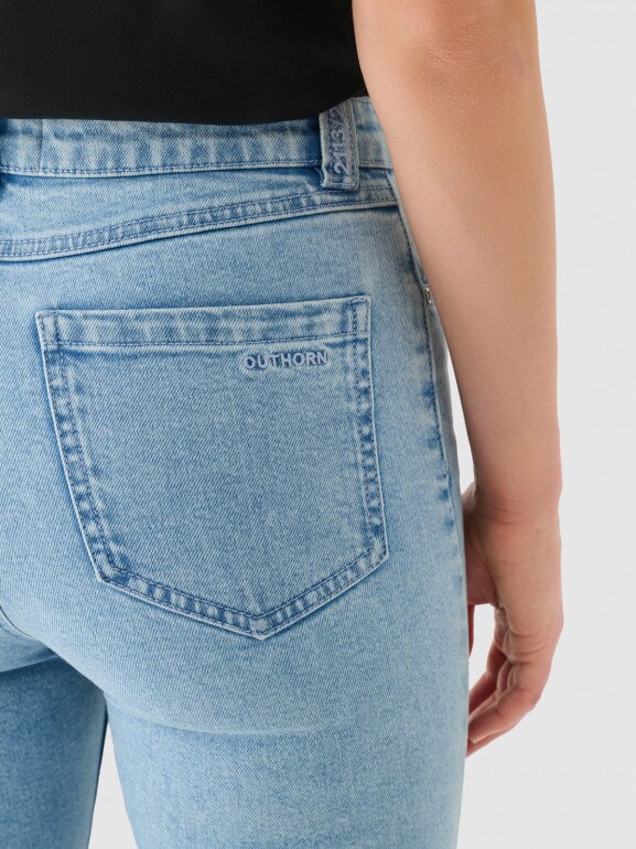 Damskie jeansy skinny Outhorn OTHWAW24TJNSF002 - niebieskie