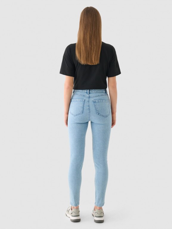 Damskie jeansy skinny Outhorn OTHWAW24TJNSF002 - niebieskie