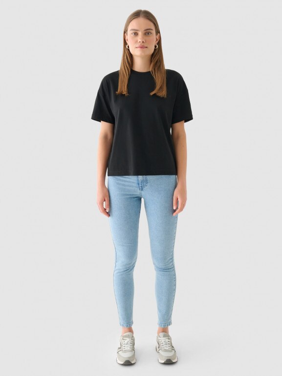 Damskie jeansy skinny Outhorn OTHWAW24TJNSF002 - niebieskie