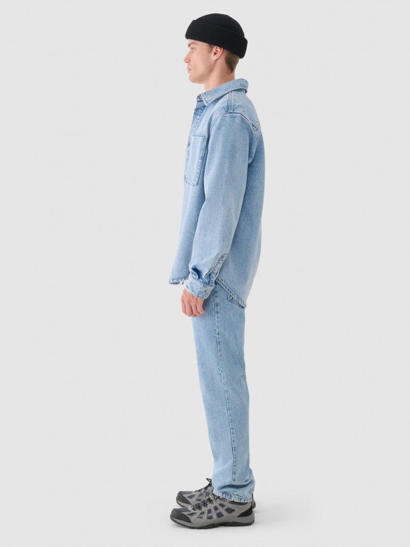 Męskie jeansy straight Outhorn OTHWAW24TJNSM006 - niebieskie