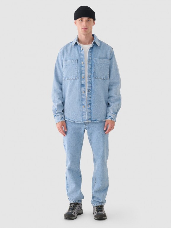 Męskie jeansy straight Outhorn OTHWAW24TJNSM006 - niebieskie
