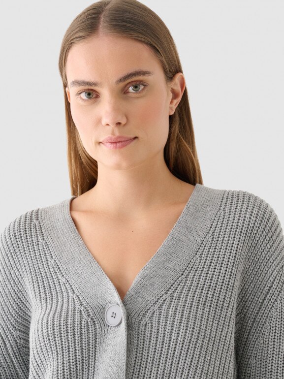 Damski sweter kardigan Outhorn OTHWAW24TSWEF132 - szary
