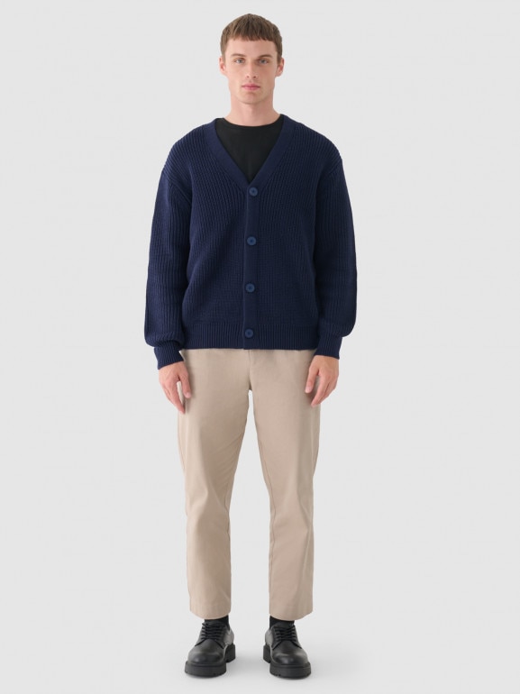 Męski sweter kardigan Outhorn OTHWAW24TSWEM096 - granatowy