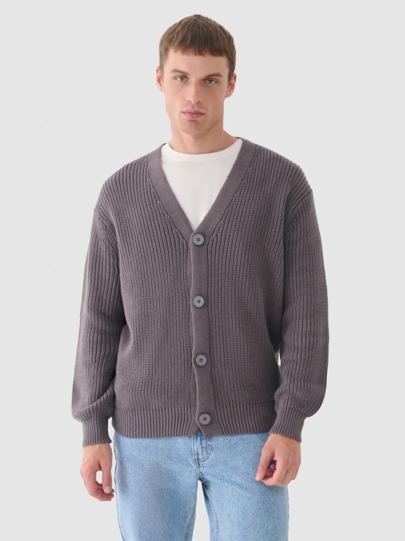 Męski sweter kardigan Outhorn OTHWAW24TSWEM096 - szary