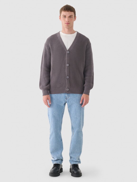 Męski sweter kardigan Outhorn OTHWAW24TSWEM096 - szary