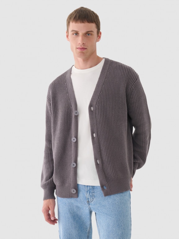 Męski sweter kardigan Outhorn OTHWAW24TSWEM096 - szary
