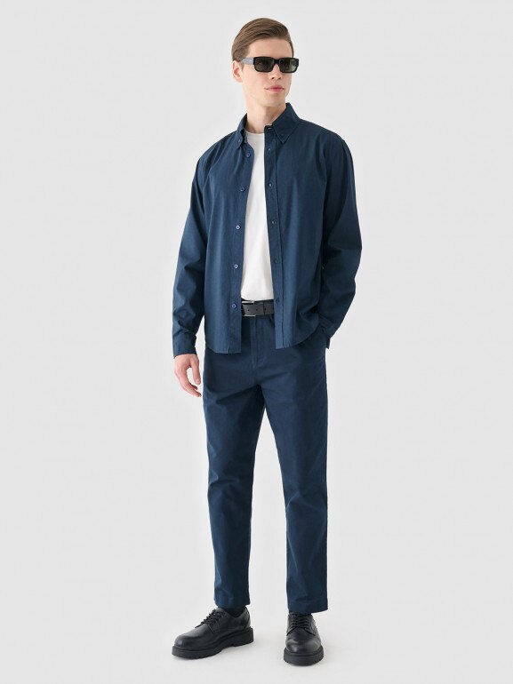 Męska koszula bawełniana Outhorn OTHWAW24TSHIM087 - granatowa