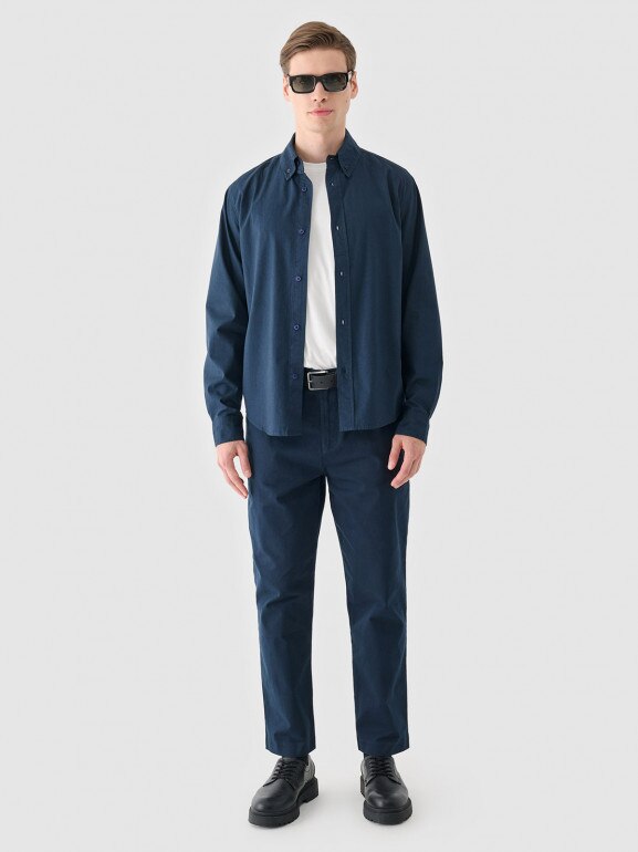 Męska koszula bawełniana Outhorn OTHWAW24TSHIM087 - granatowa