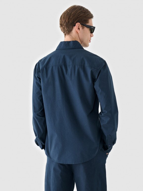 Męska koszula bawełniana Outhorn OTHWAW24TSHIM087 - granatowa
