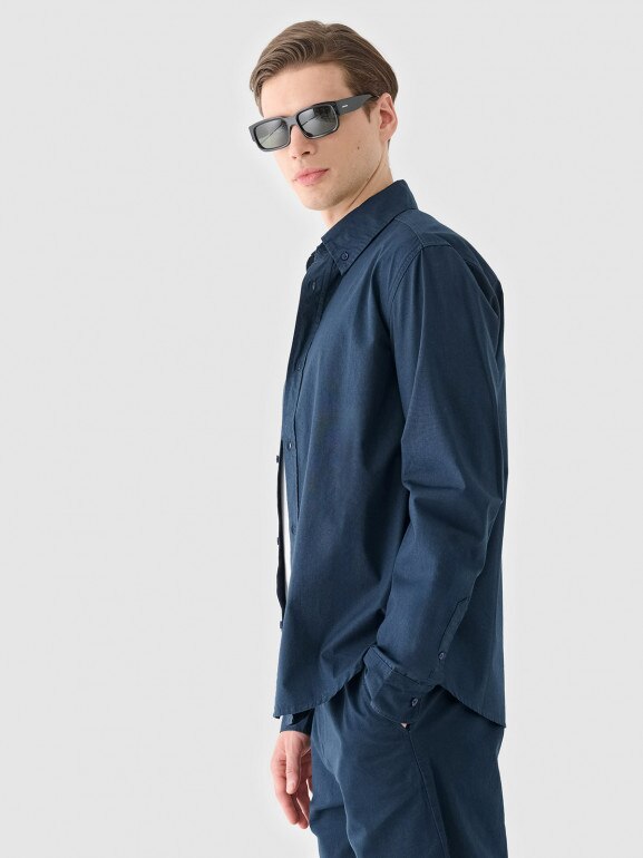 Męska koszula bawełniana Outhorn OTHWAW24TSHIM087 - granatowa