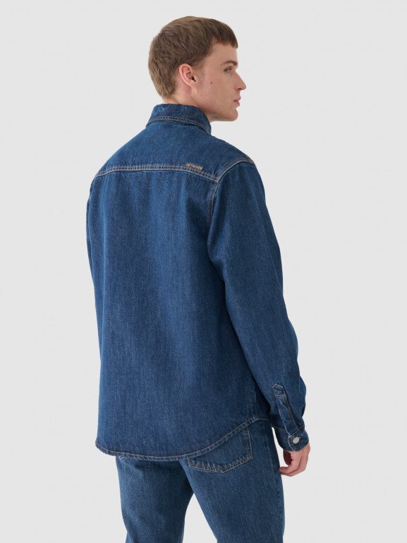 Męska koszula jeansowa Outhorn OTHWAW24TSHIM074 - granatowa