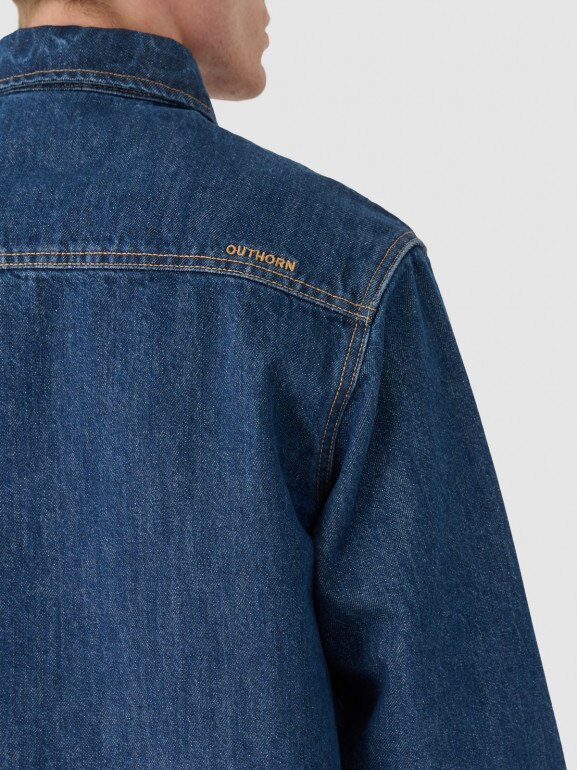 Męska koszula jeansowa Outhorn OTHWAW24TSHIM074 - granatowa