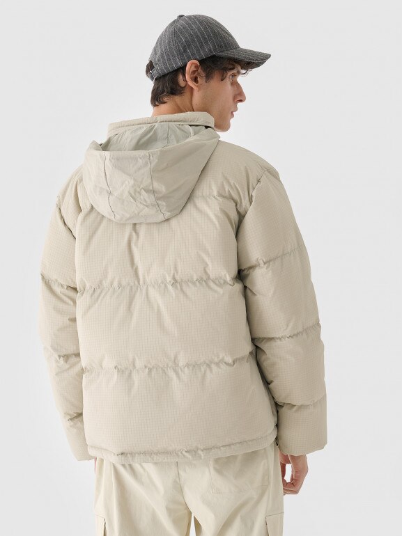 Męska kurtka zimowa z wypełnieniem naturalnym Outhorn OTHWAW24TDJAM656 - beżowa