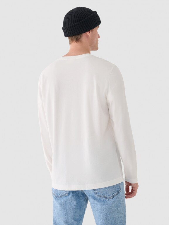 Męski longsleeve basic Outhorn OTHWAW24TLONM415 -biały