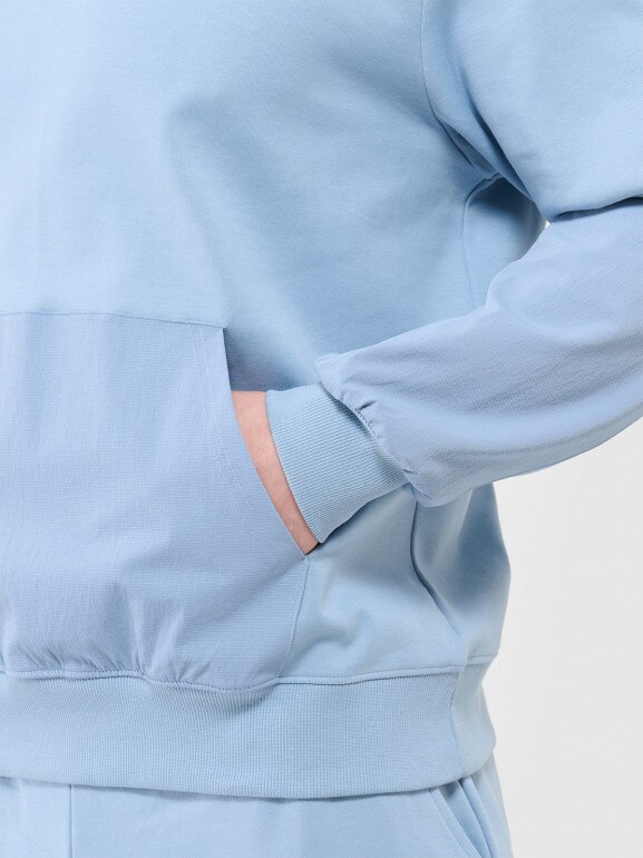 Męska bluza dresowa nierozpinana z kapturem Outhorn OTHWAW24TSWSM1917 - niebieska