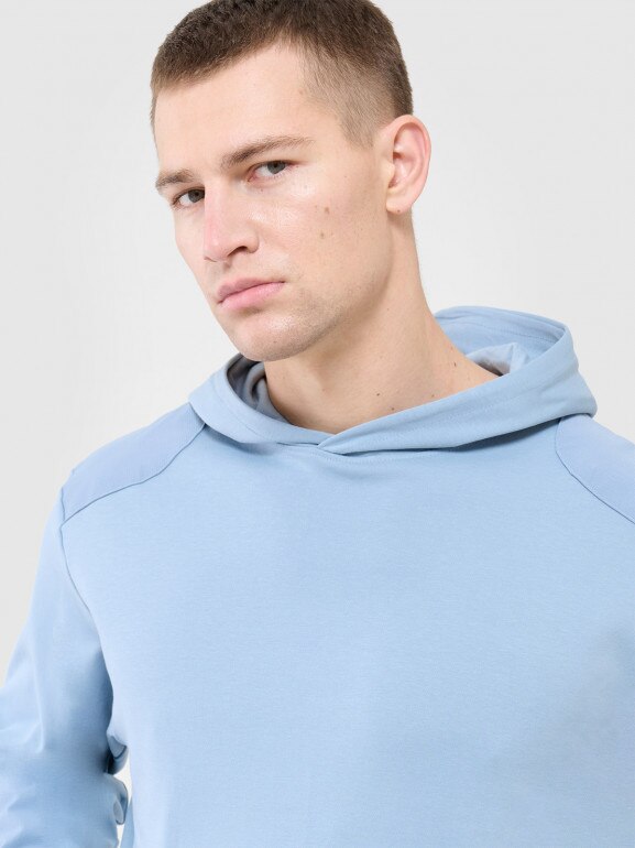 Męska bluza dresowa nierozpinana z kapturem Outhorn OTHWAW24TSWSM1917 - niebieska