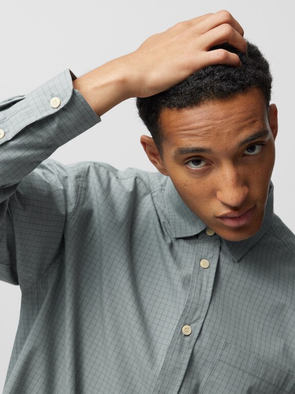 Męska koszula w kratkę 4F OTHAW23TSHIM027 - zielona