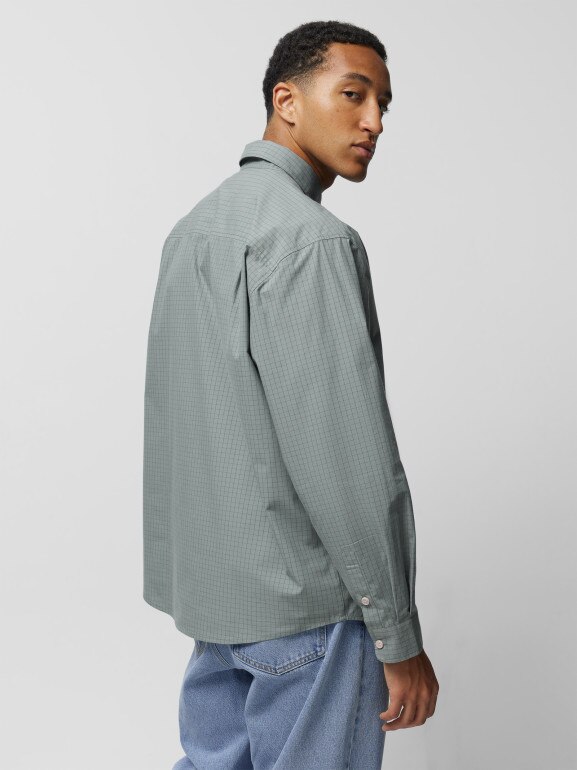 Męska koszula w kratkę 4F OTHAW23TSHIM027 - zielona