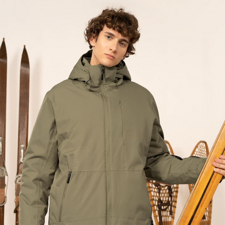 Męska kurtka narciarska OUTHORN OTHAW22TTJAM013 - oliwkowa/khaki