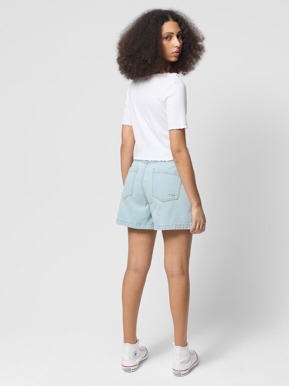 Damskie spodenki jeansowe Outhorn OTHWSS24TSHOF399 - niebieskie