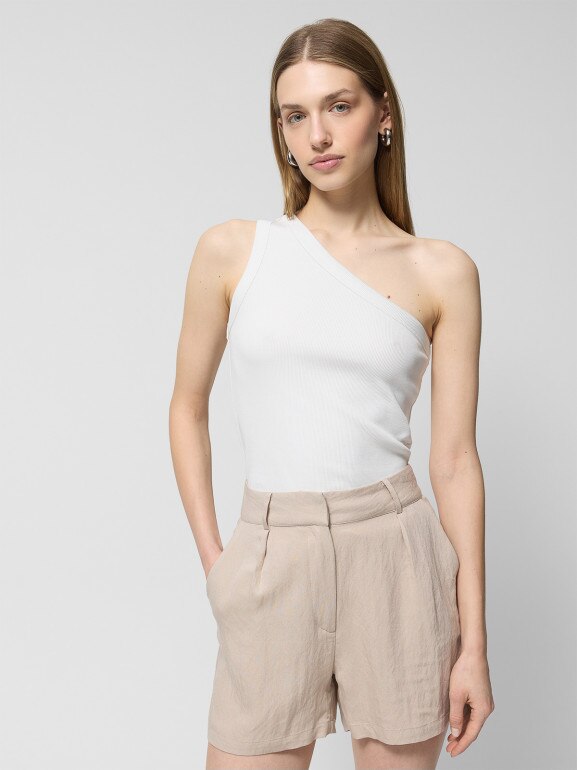 Damski top na jedno ramię Outhorn OTHWSS24TSLEF084 - biały