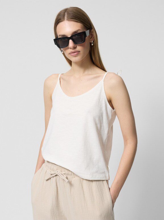 Damski top Outhorn OTHWSS24TSLEF087 - biały