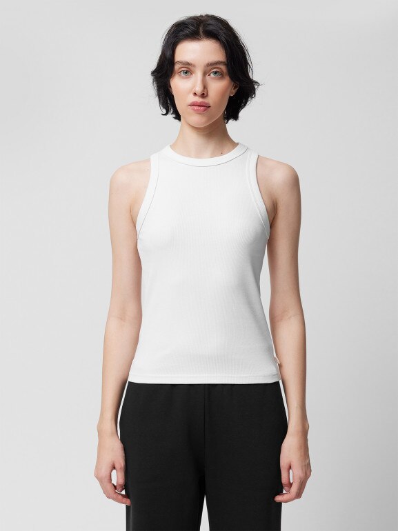 Damski top Outhorn OTHWSS24TSLEF129 - biały