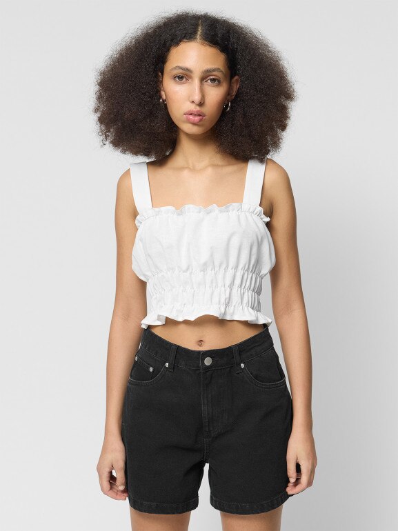 Damski top Outhorn OTHWSS24TSLEF137- biały