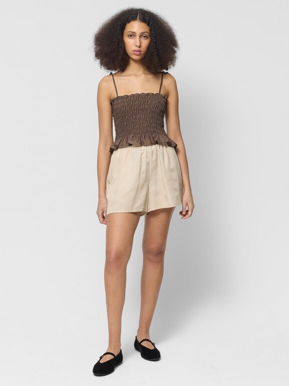 Damski top Outhorn OTHWSS24TSLEF138 - oliwkowy