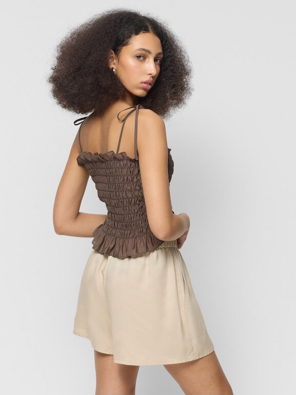 Damski top Outhorn OTHWSS24TSLEF138 - oliwkowy