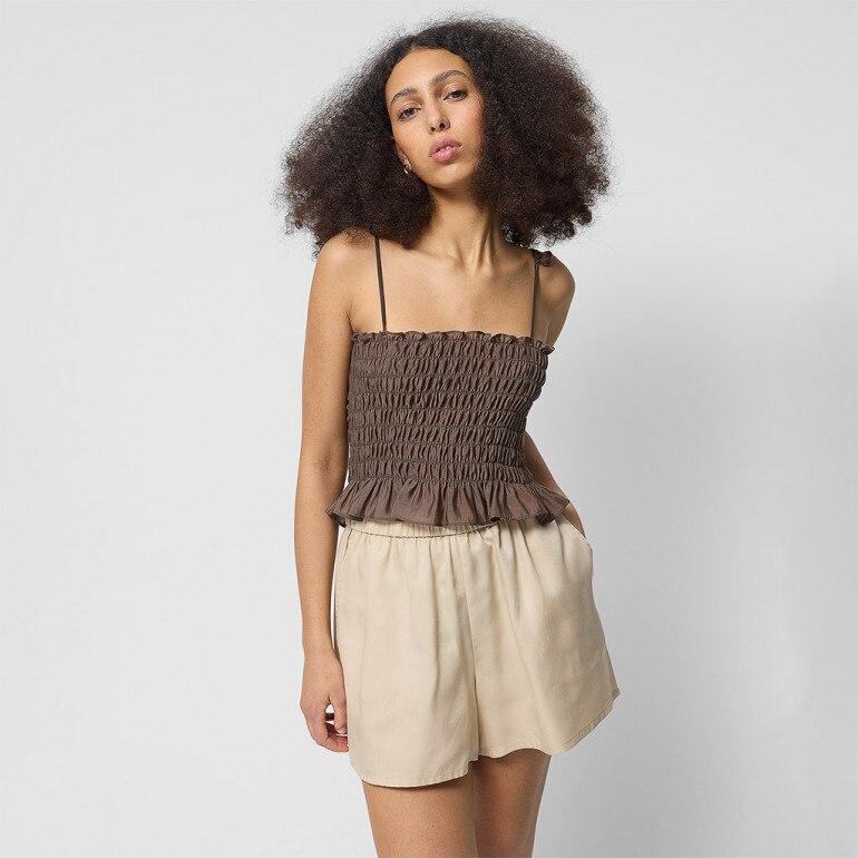 Damski top Outhorn OTHWSS24TSLEF138 - oliwkowy