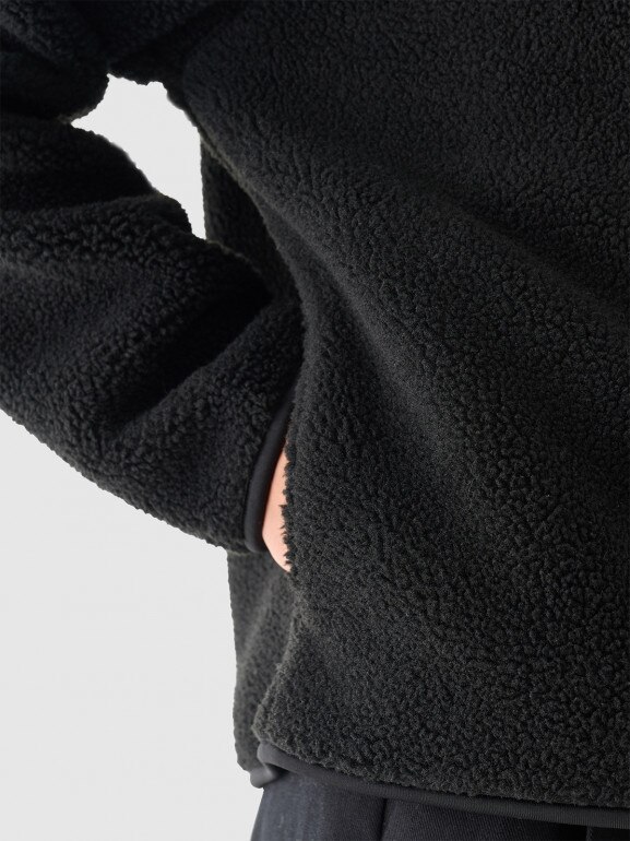 Damski polar sherpa rozpinany Outhorn OTHWAW24TJACF219  - czarny