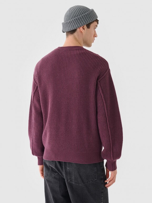 Męski sweter wełniany Outhorn OTHWAW24TSWEM100 - czerwony