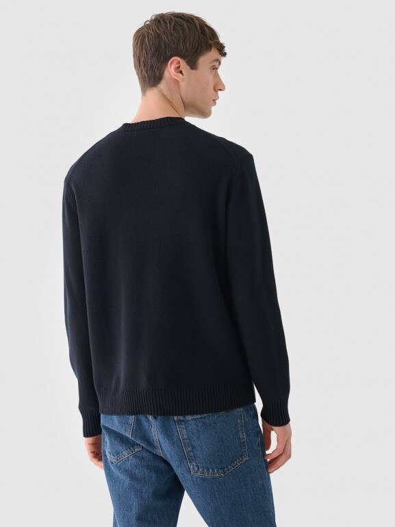Męski sweter wełniany Outhorn OTHWAW24TSWEM127- czarny