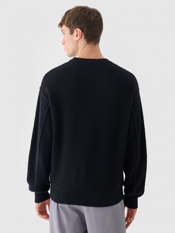 Męski sweter wełniany Outhorn OTHWAW24TSWEM100 - czarny