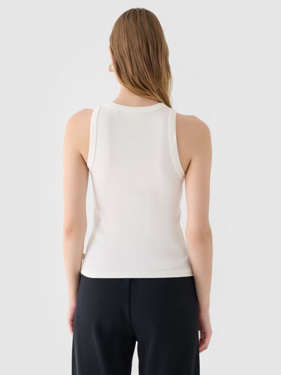 Damski top basic Outhorn OTHWAW24TSLEF153 - biały