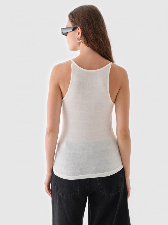 Damski top basic Outhorn OTHWAW24TSLEF189 - biały