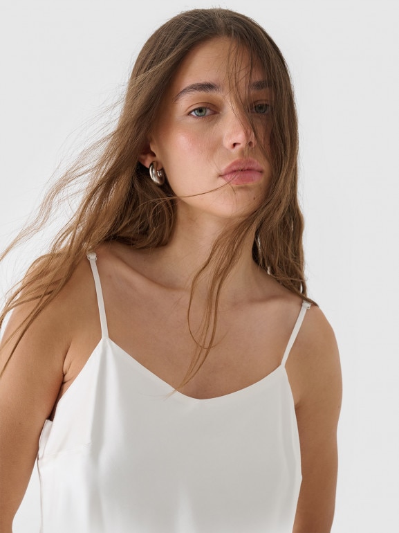 Top z wiskozy damski Outhorn OTHWAW24TSLEF193 - biały