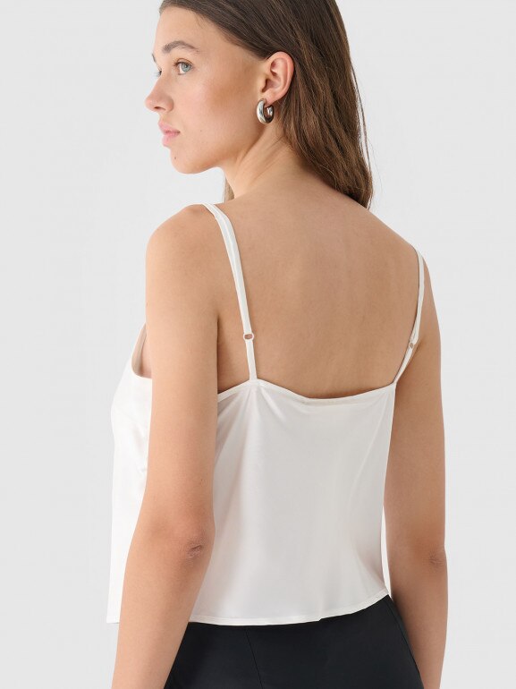 Top z wiskozy damski Outhorn OTHWAW24TSLEF193 - biały
