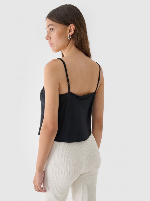 Top z wiskozy damski Outhorn OTHWAW24TSLEF193 - czarny