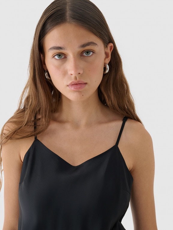 Top z wiskozy damski Outhorn OTHWAW24TSLEF193 - czarny