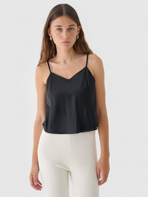 Top z wiskozy damski Outhorn OTHWAW24TSLEF193 - czarny