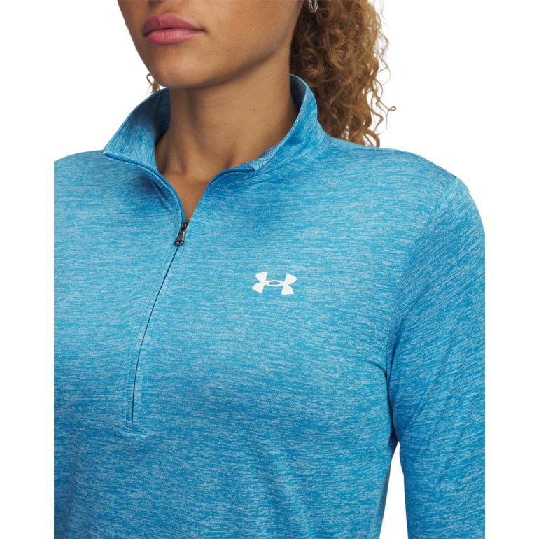 Damski longsleeve treningowy Under Armour Tech 1/2 Zip- Twist - niebieski