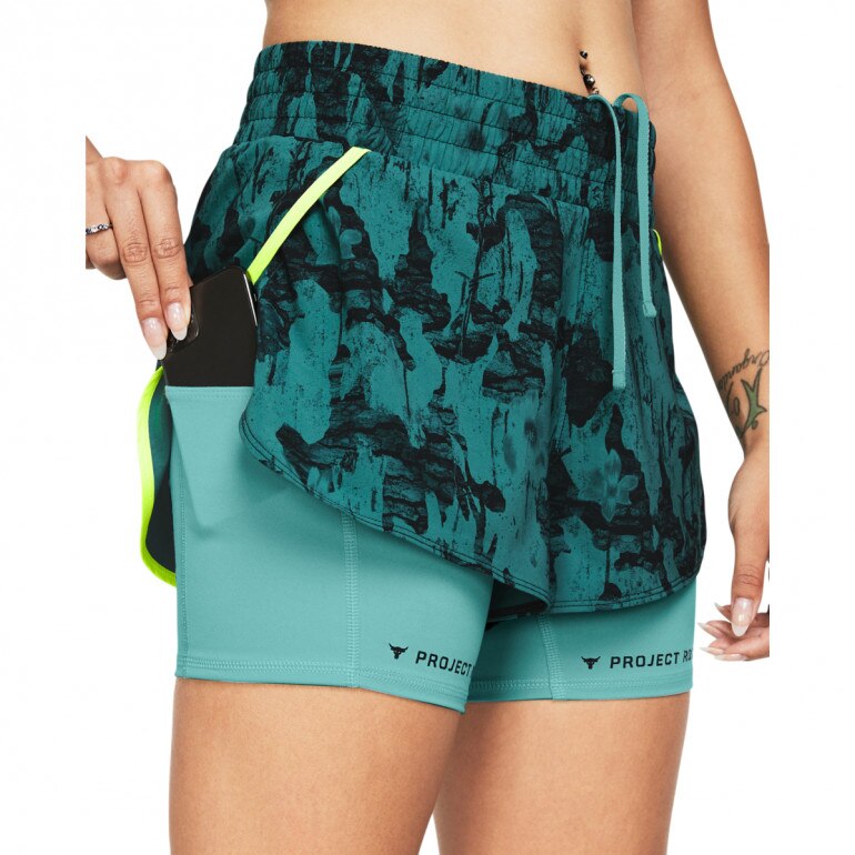 Damskie spodenki treningowe Under Armour Project Rock Flex St Pt - zielone