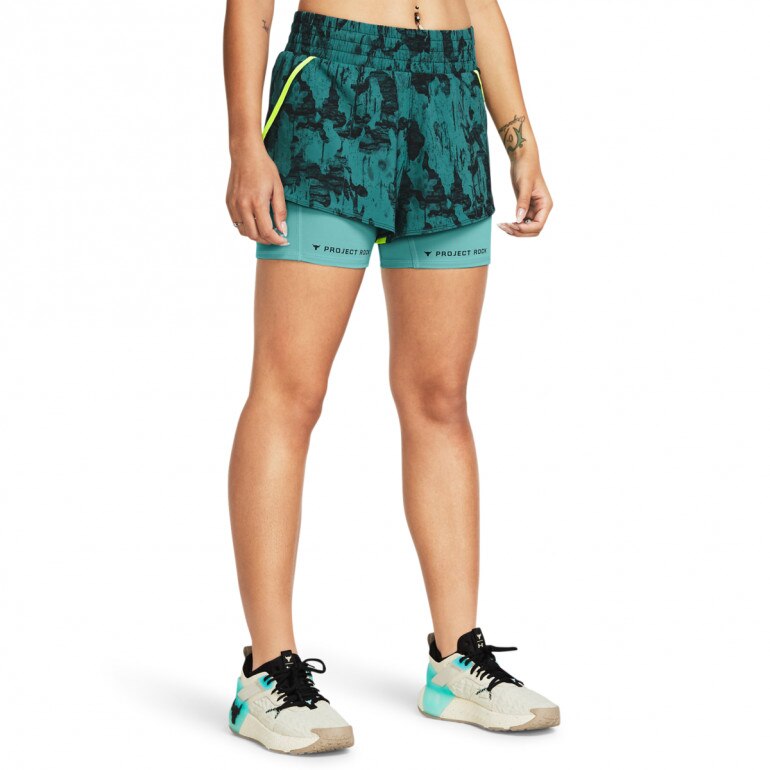 Damskie spodenki treningowe Under Armour Project Rock Flex St Pt - zielone