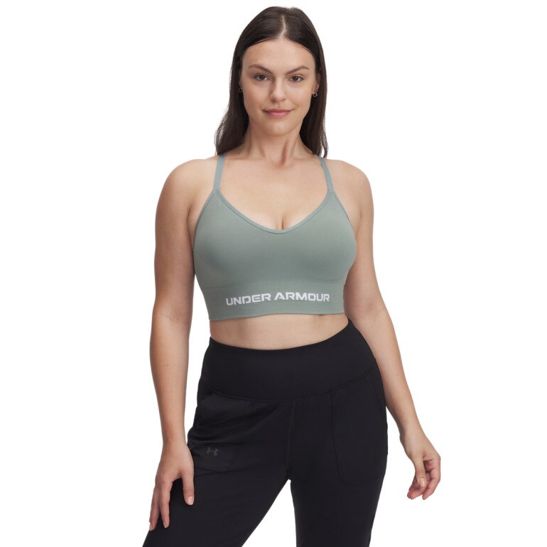 Damski biustonosz treningowy Under Armour Vanish Seamless Low Bra - zielony