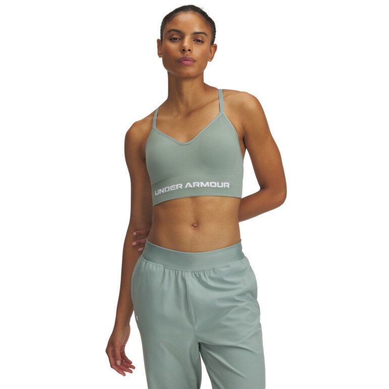 Damski biustonosz treningowy Under Armour Vanish Seamless Low Bra - zielony
