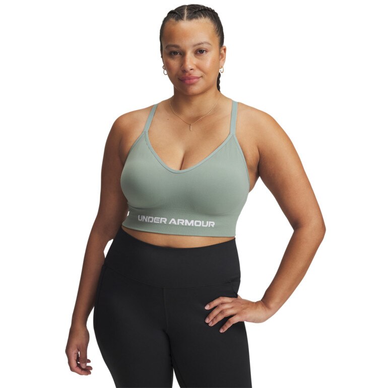 Damski biustonosz treningowy Under Armour Vanish Seamless Low Bra - zielony