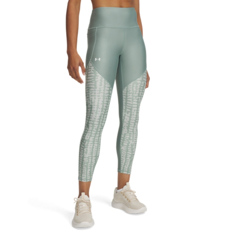 Damskie legginsy treningowe Under Armour Tech Print Panel Ankle - zielone